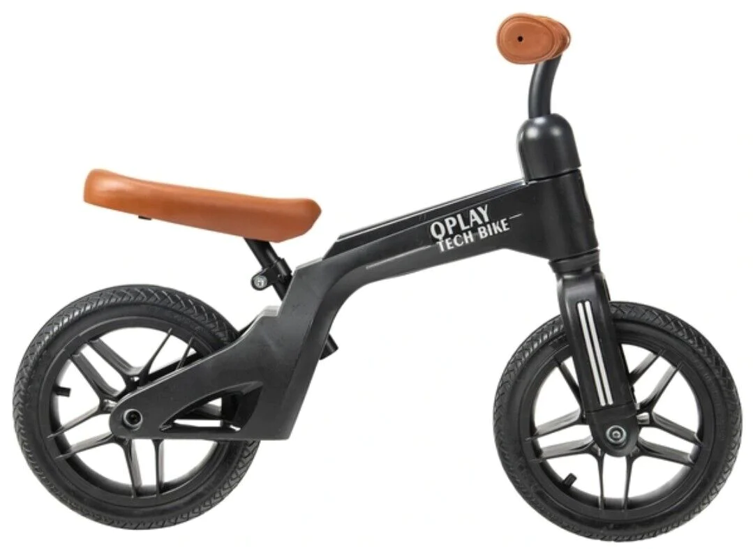 Q Play Tech Balance Bike Black Brown 10" Wheels Used Free UK Delivery