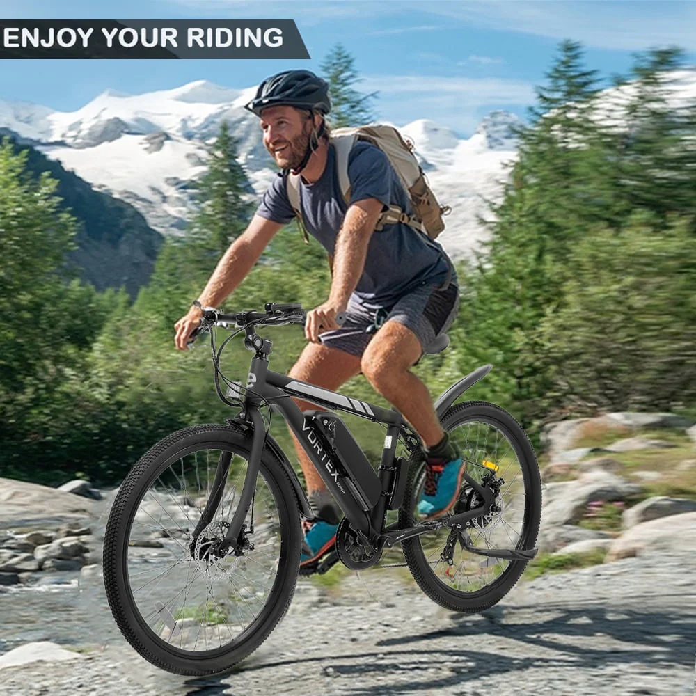 Ecotric Black 26 In. 36V 350W Electric City Bicycle e-Bike Removable Battery 7 Speed Pedal Assist