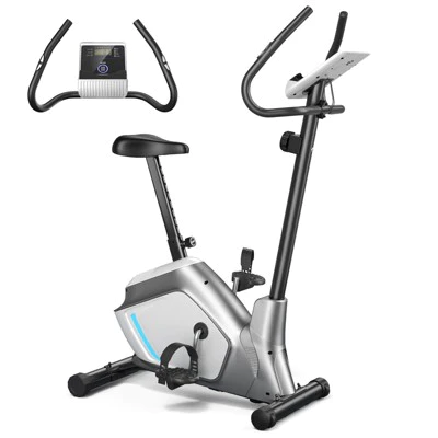 Costway 2-in-1 Exercise Bike Adjustable Magnetic Stationary Bike w/ LCD Screen 8 Magnetic Resistances