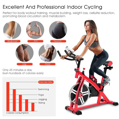 Costway Adjustable Exercise Bike Bicycle Cycling Cardio Fitness LCD w/ 18lb Flywheel