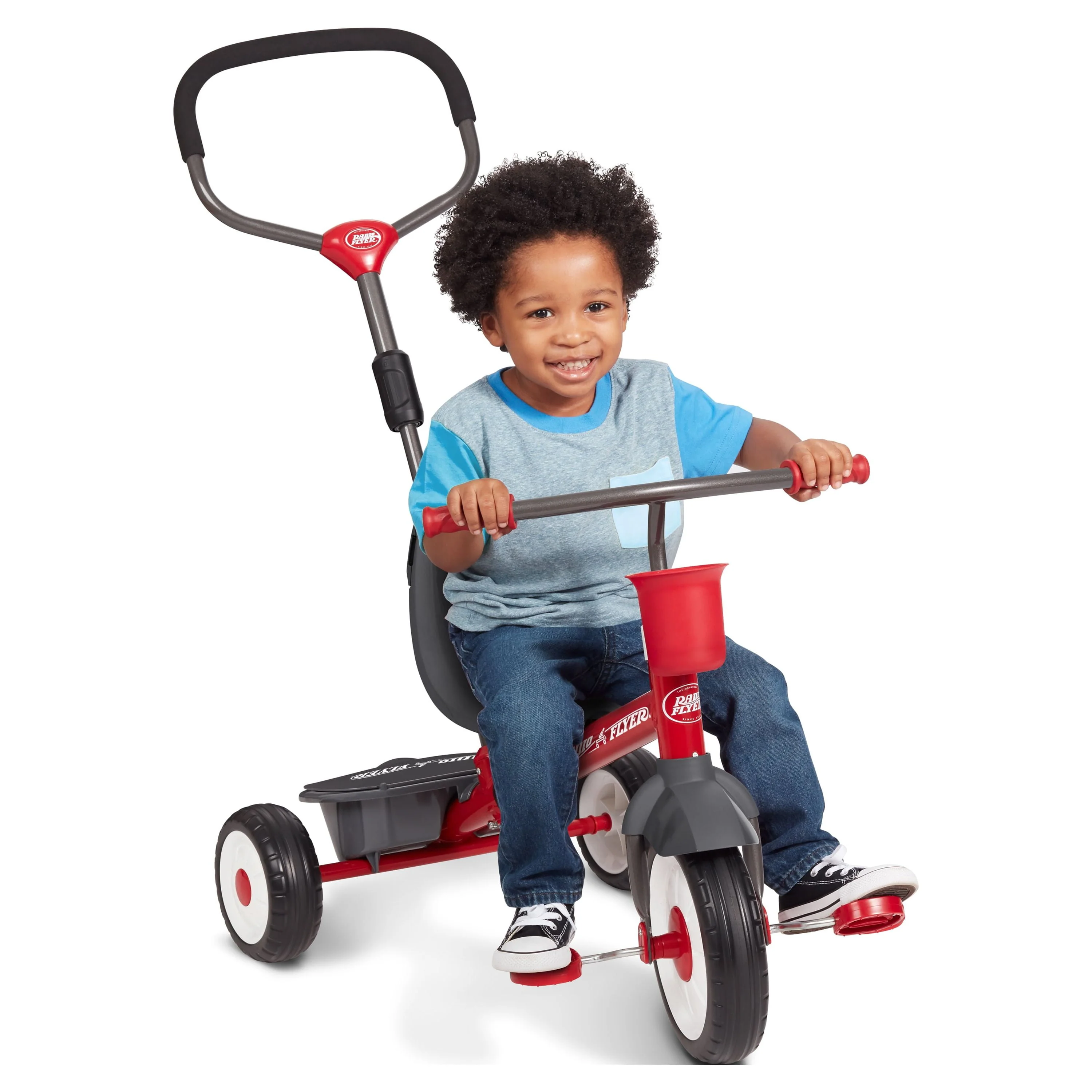 Radio Flyer, 4-in-1 Stroll 'N Trike with Activity Tray, Red & Gray, Convertible Tricycle