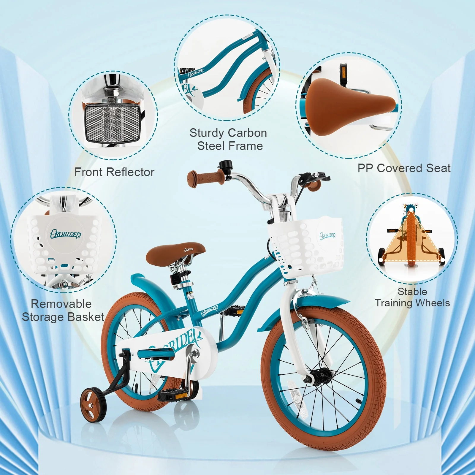 Costway 16'' Kids Bike Toddler Adjustable Bicycle withTraining Wheel for 4-8 Years Old Girl Green