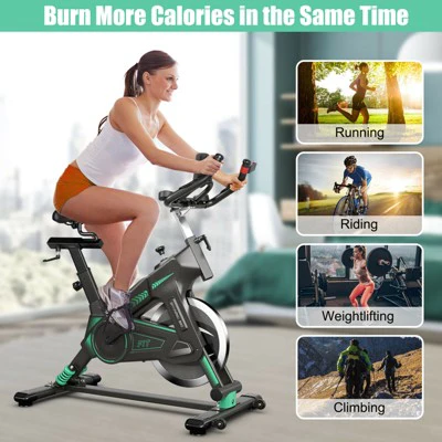 Costway Stationary Exercise Bike Cycling Bike W/33Lbs Flywheel Home Fitness Gym Cardio