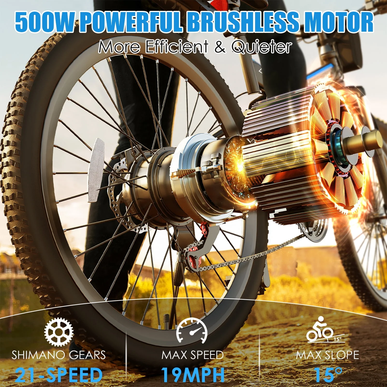 Elifine 26 In. Folding Electric Bike for Adults, 500W Electric Mountain Bike, 21 Speed, Full Suspension, 48V Foldable Ebike with Removable 7.8Ah Lithium-Ion Battery Electric Commuter Bicycle