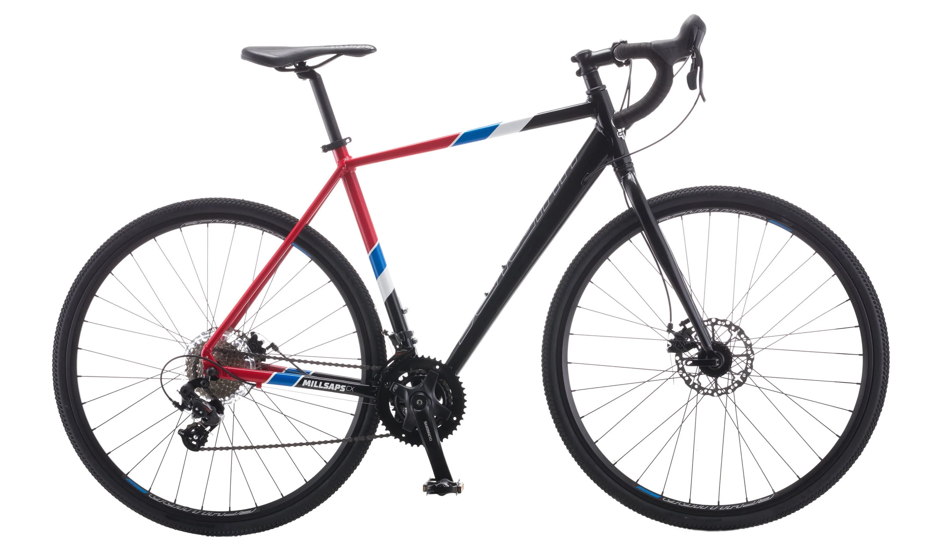 Schwinn Millsaps Road Bike, 700c Wheels, 14 Speeds, Black and Red, Cyclocross or Gravel Riding