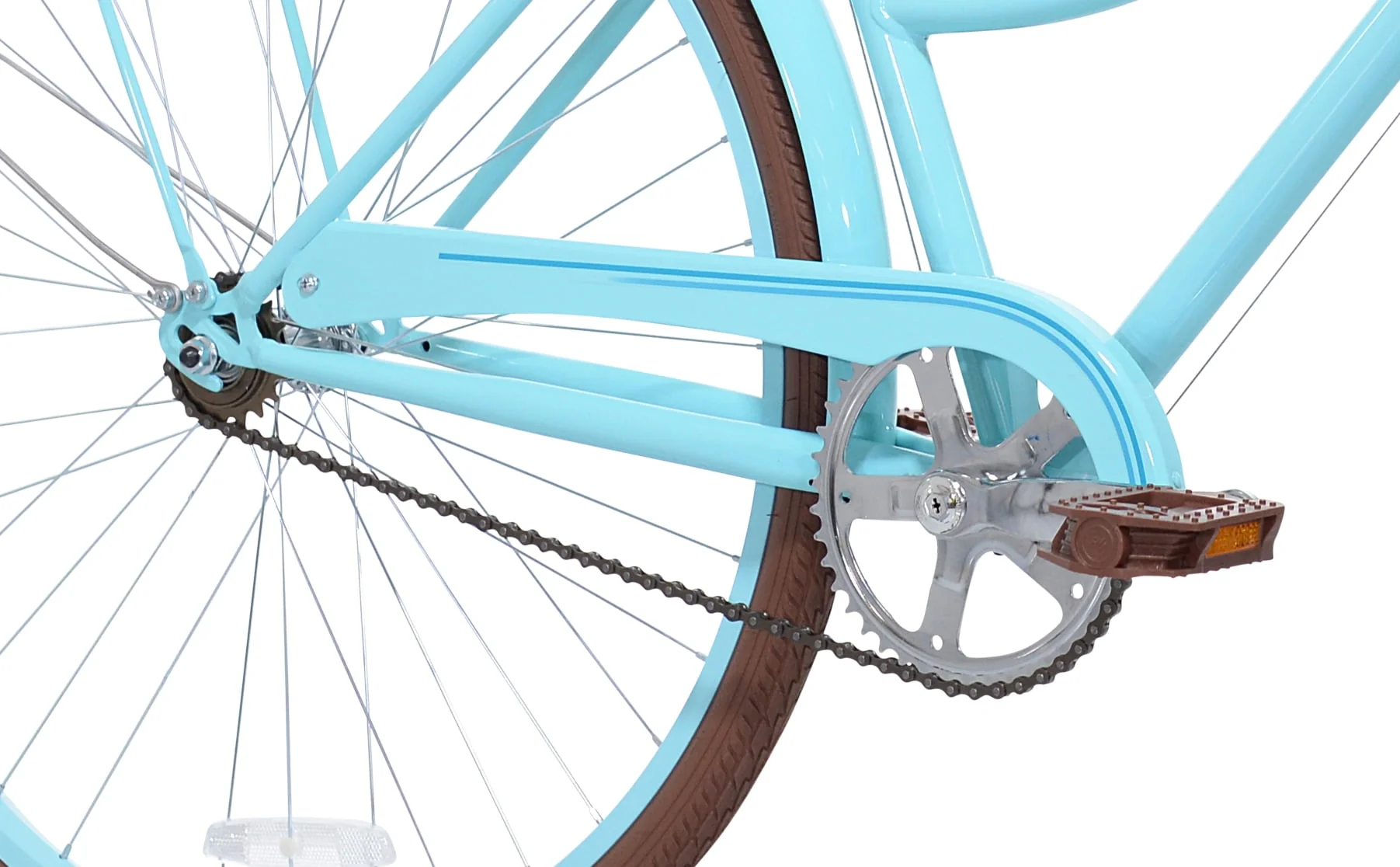 Kent Bicycles 700C Providence Adult Female Cruiser Bike, Light Blue and Brown