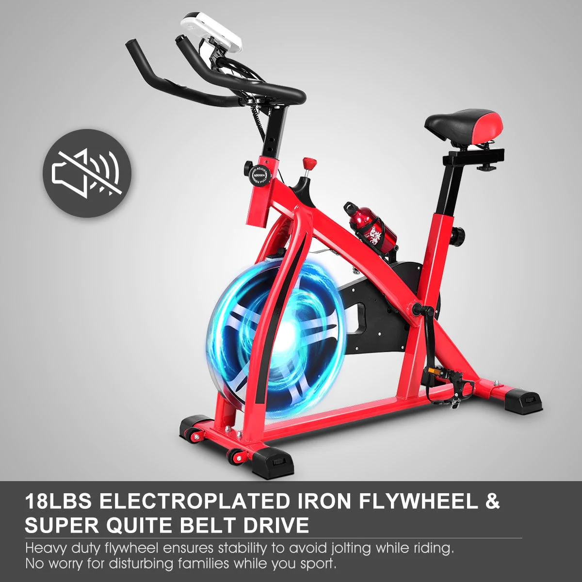 Costway Adjustable Exercise Bike Bicycle Cycling Cardio Fitness LCD w/ 18lb Flywheel