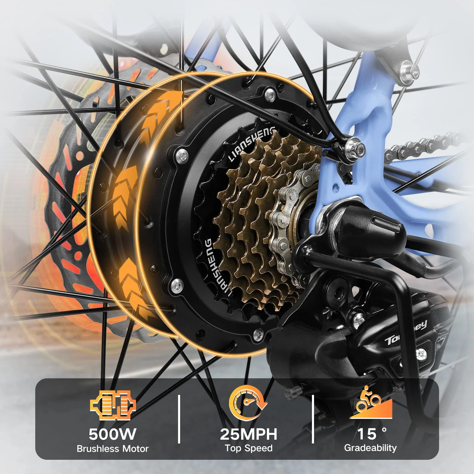 Electric Bikes for Adults,500W E Bike, 48V 12Ah 7 Speed 26''X2.4 Tire Electric Bicycles for Adult