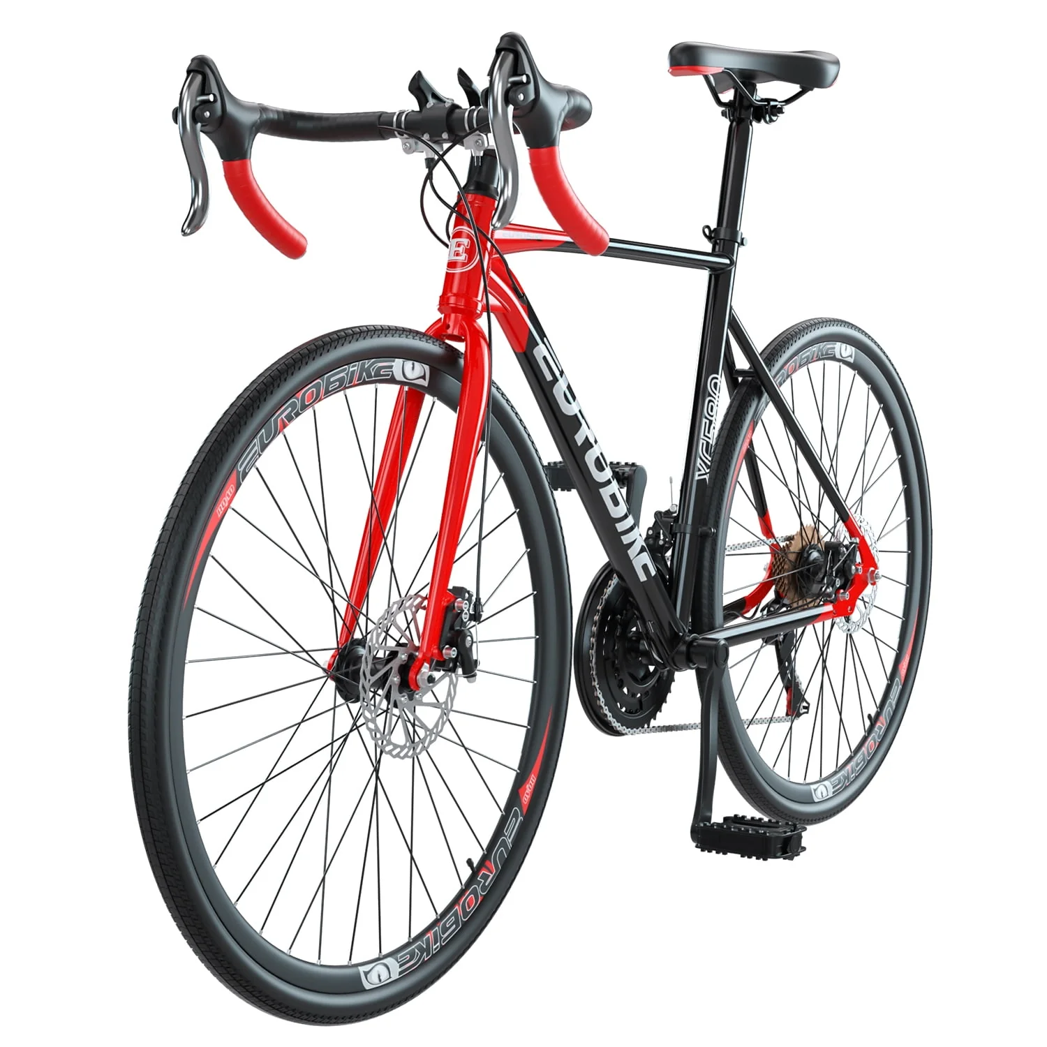 Gravel Bike Eurobike XC580 Road Bike Mens 54cm Frame Bicycle 700C*35C Wheels Commuter Bicycles Large Adult Red
