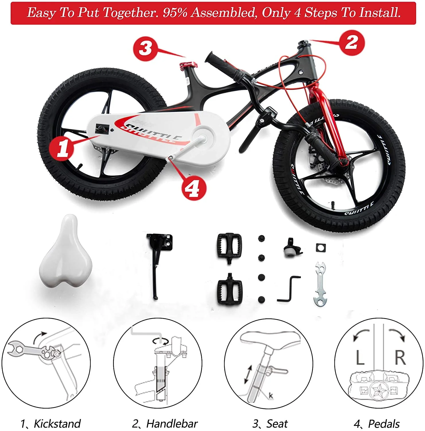 RoyalBaby 18 inch Magnesium Space Shuttle Kid's Bike, White