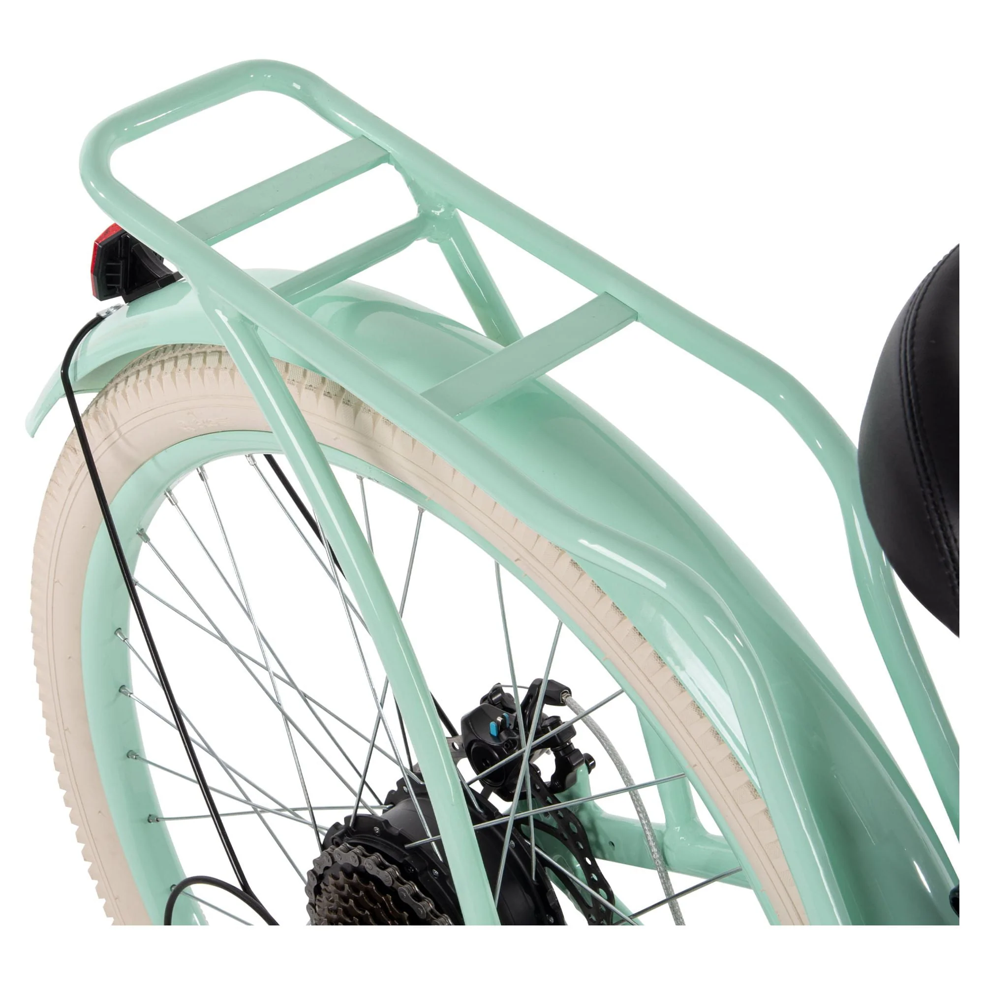 Nel Lusso 26-inch 7-Speed Electric Cruiser Bike with Throttle, Mint Green,  36V, 350W, UL 2849 compliant, by Huffy