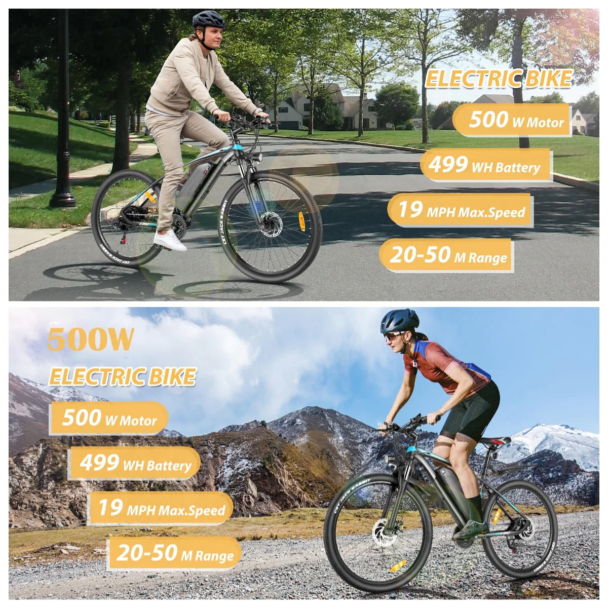 Elifine 500W Electric Bike for Adults, 27.5