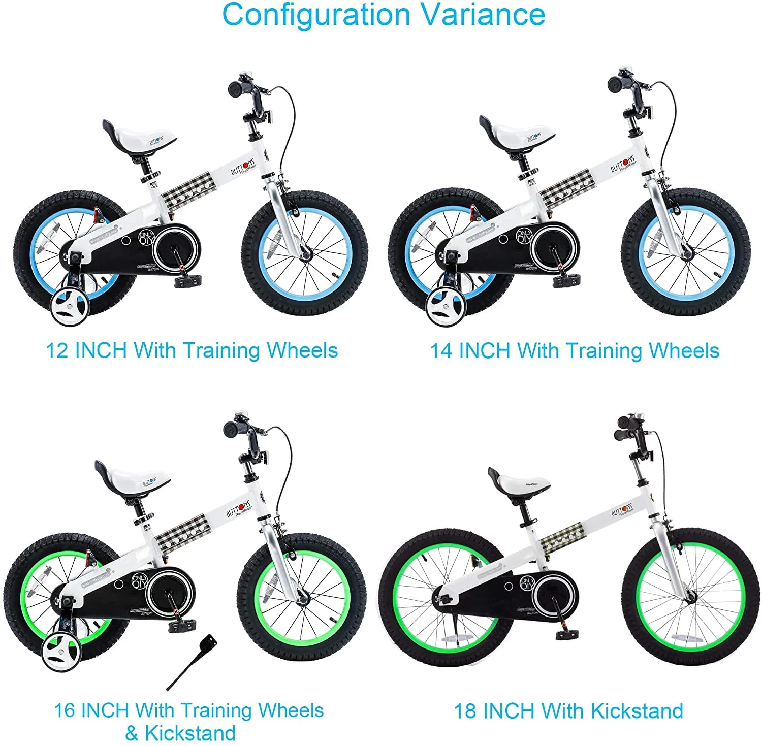 RoyalBaby Buttons Blue 14 inch Kid's Bicycle With Training Wheels