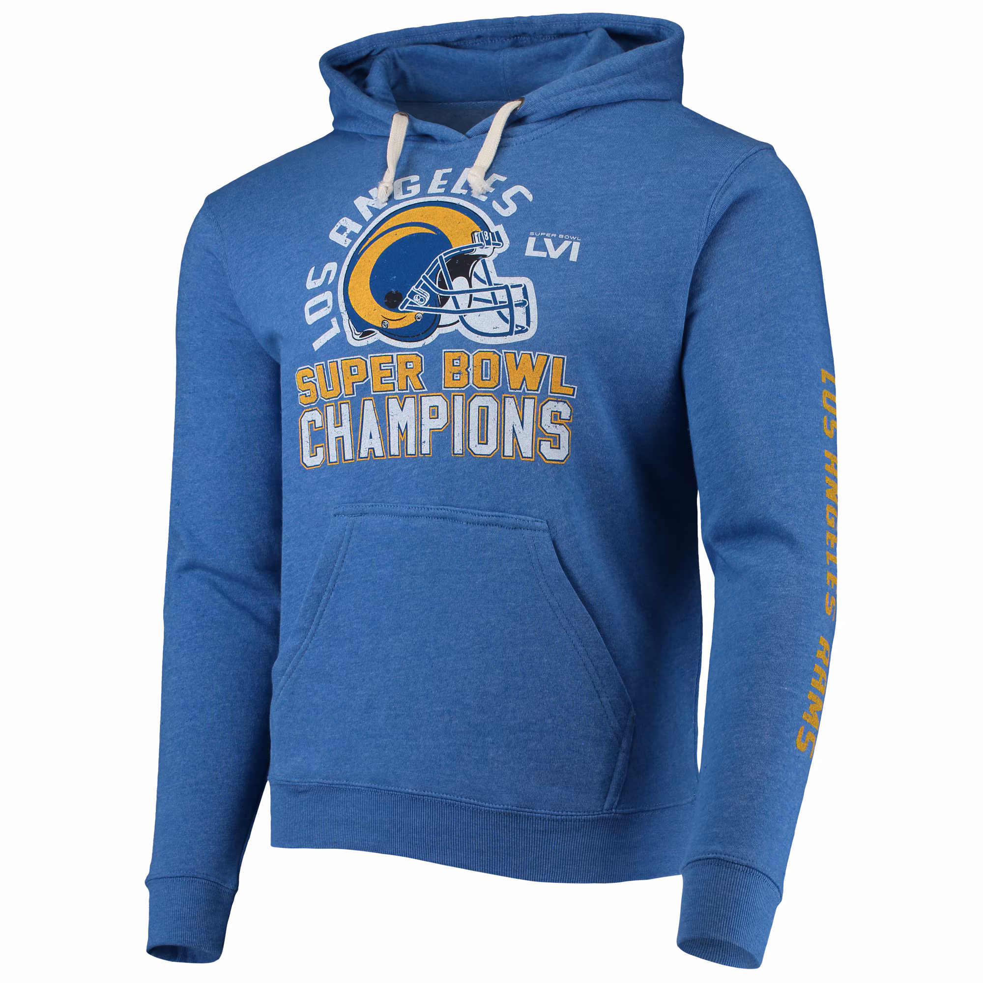 Los Angeles Rams Majestic Threads Super Bowl LVI Champions Hard Count Pullover Hoodie - Royal