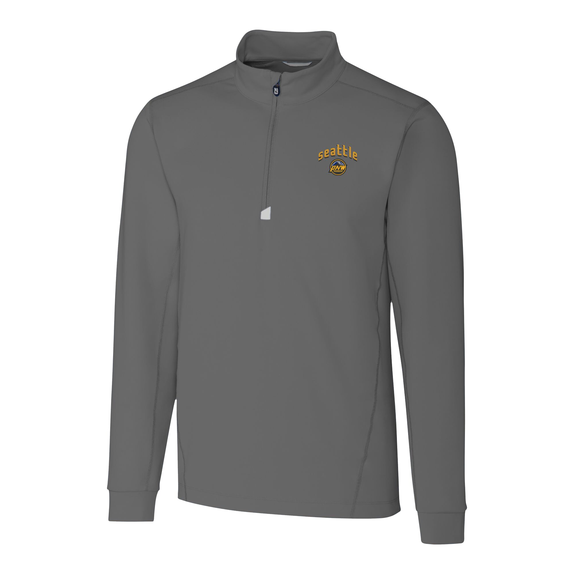 Men's Seattle Mariners Cutter & Buck Gray City Connect Big & Tall Traverse Stretch DryTec Quarter-Zip Pullover Top