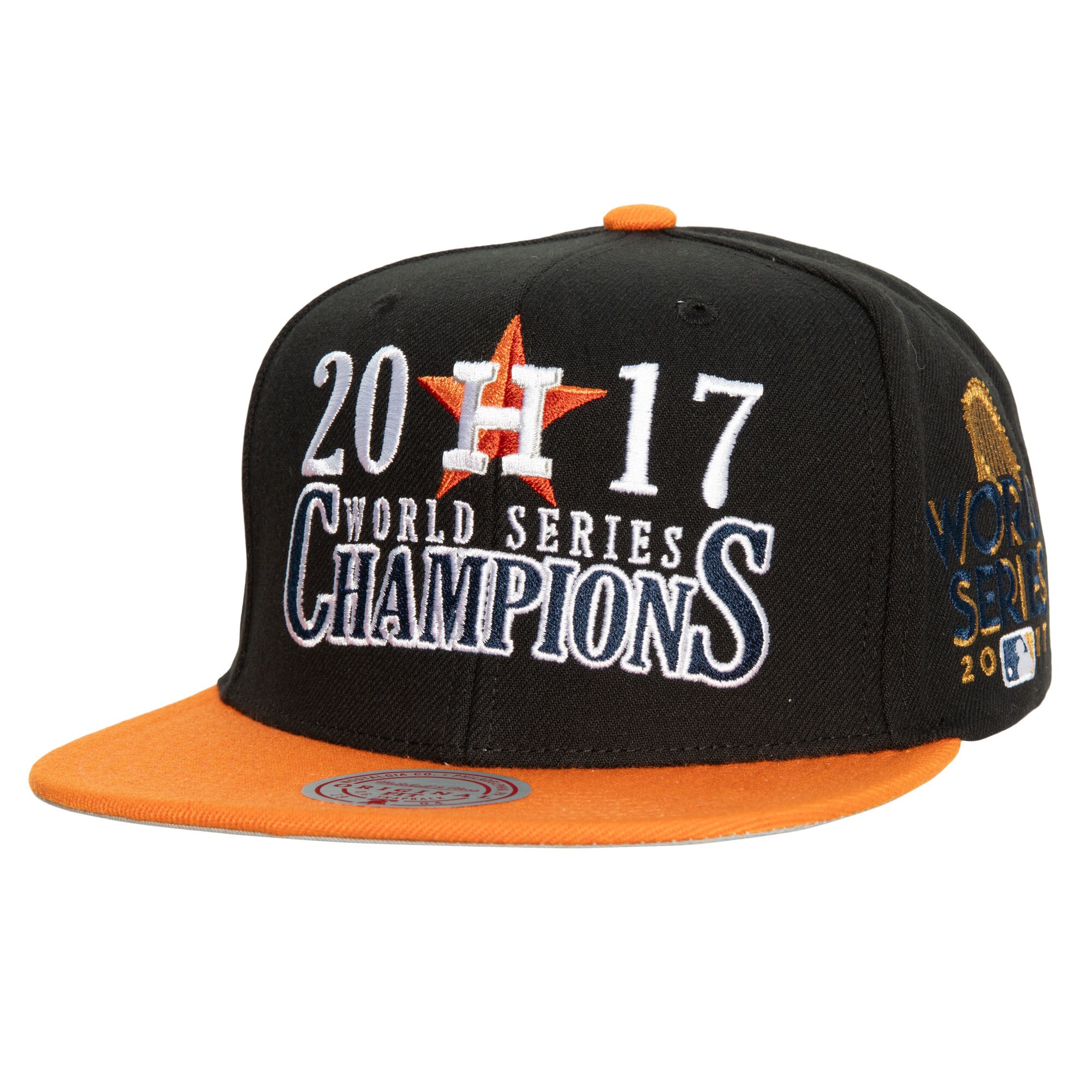 Men's Houston Astros Mitchell & Ness Black World Series Champs Snapback Hat