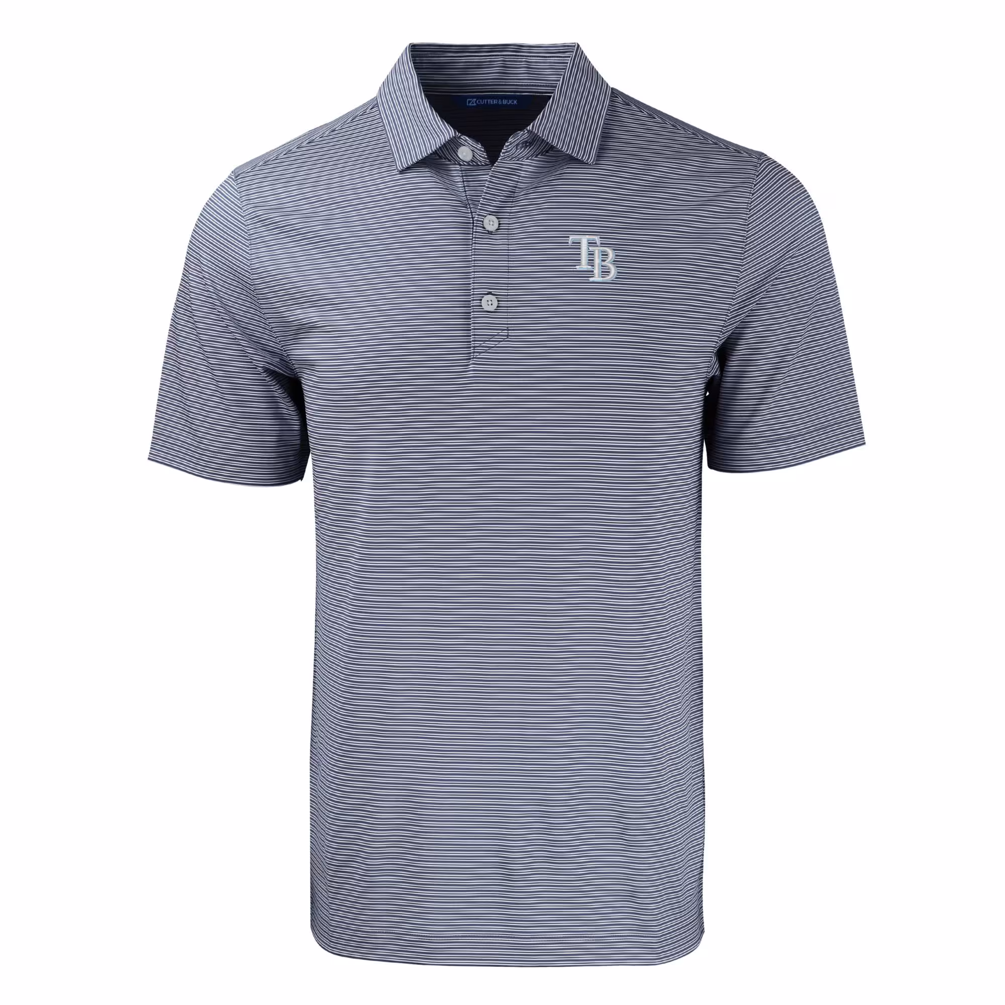 Men's Tampa Bay Rays Cutter & Buck Navy/White Big & Tall Forge Eco Double Stripe Stretch Recycled Polo