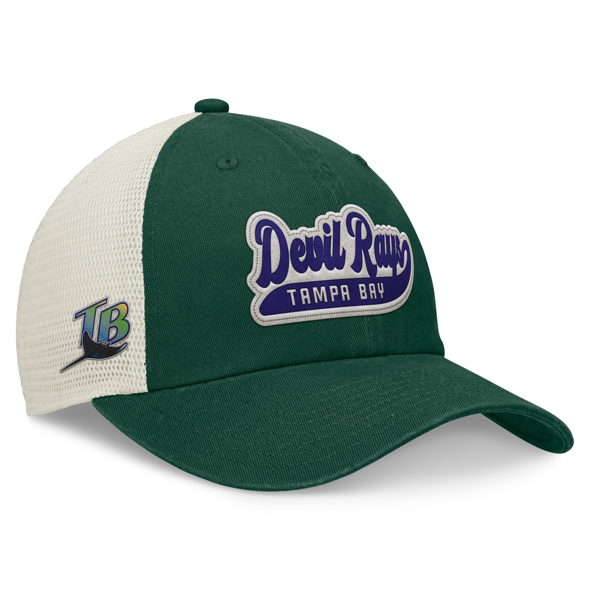 Women's Tampa Bay Rays Fanatics Green/Natural Cooperstown Collection Big Fly Trucker Adjustable Hat