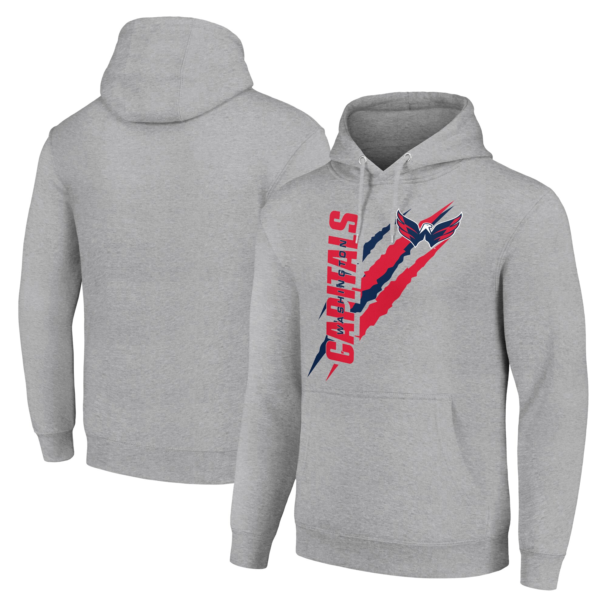 Washington Capitals Starter Color Scratch Fleece Pullover Hoodie - Heather Gray