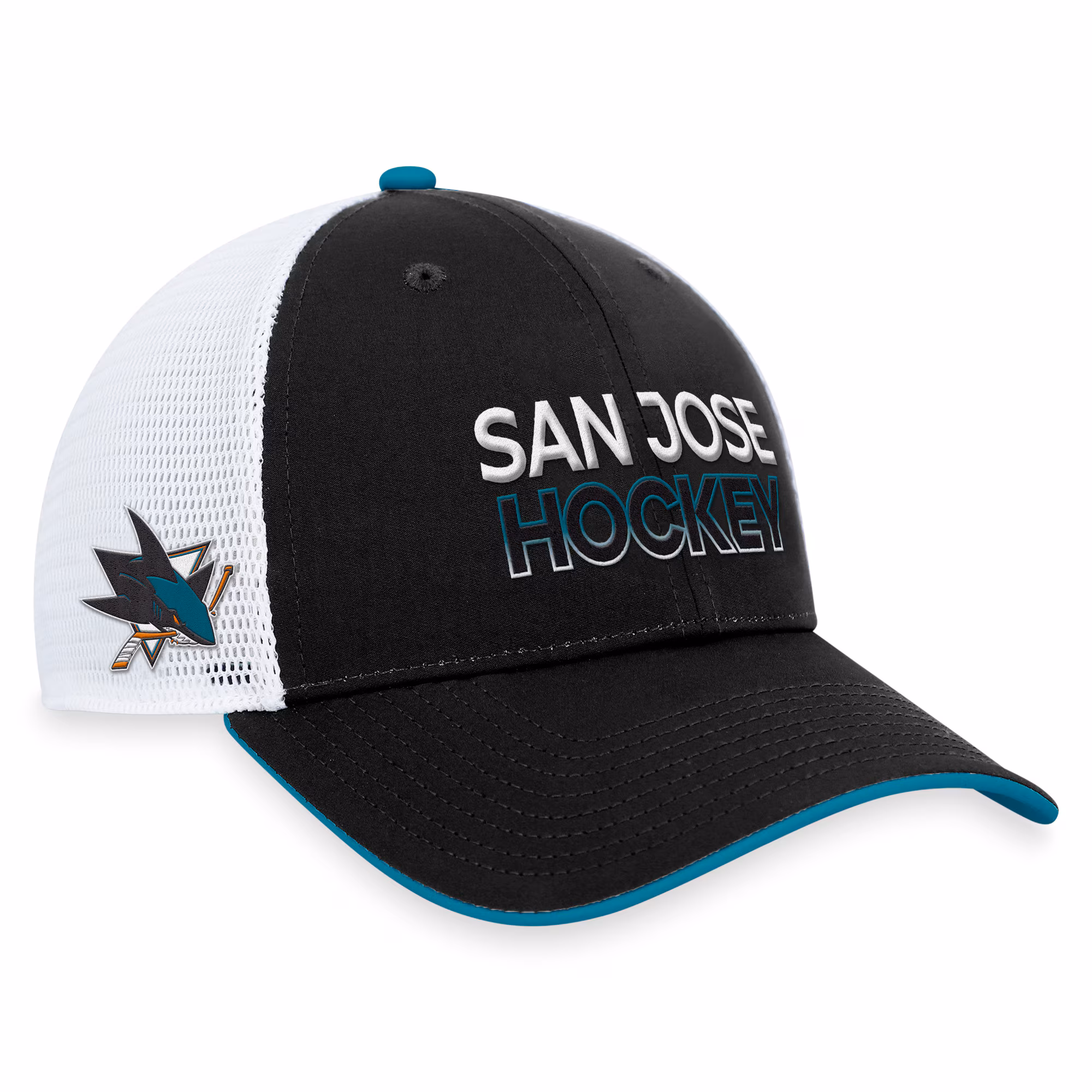 San Jose Sharks Fanatics Authentic Pro Rink Trucker Adjustable Hat - Black