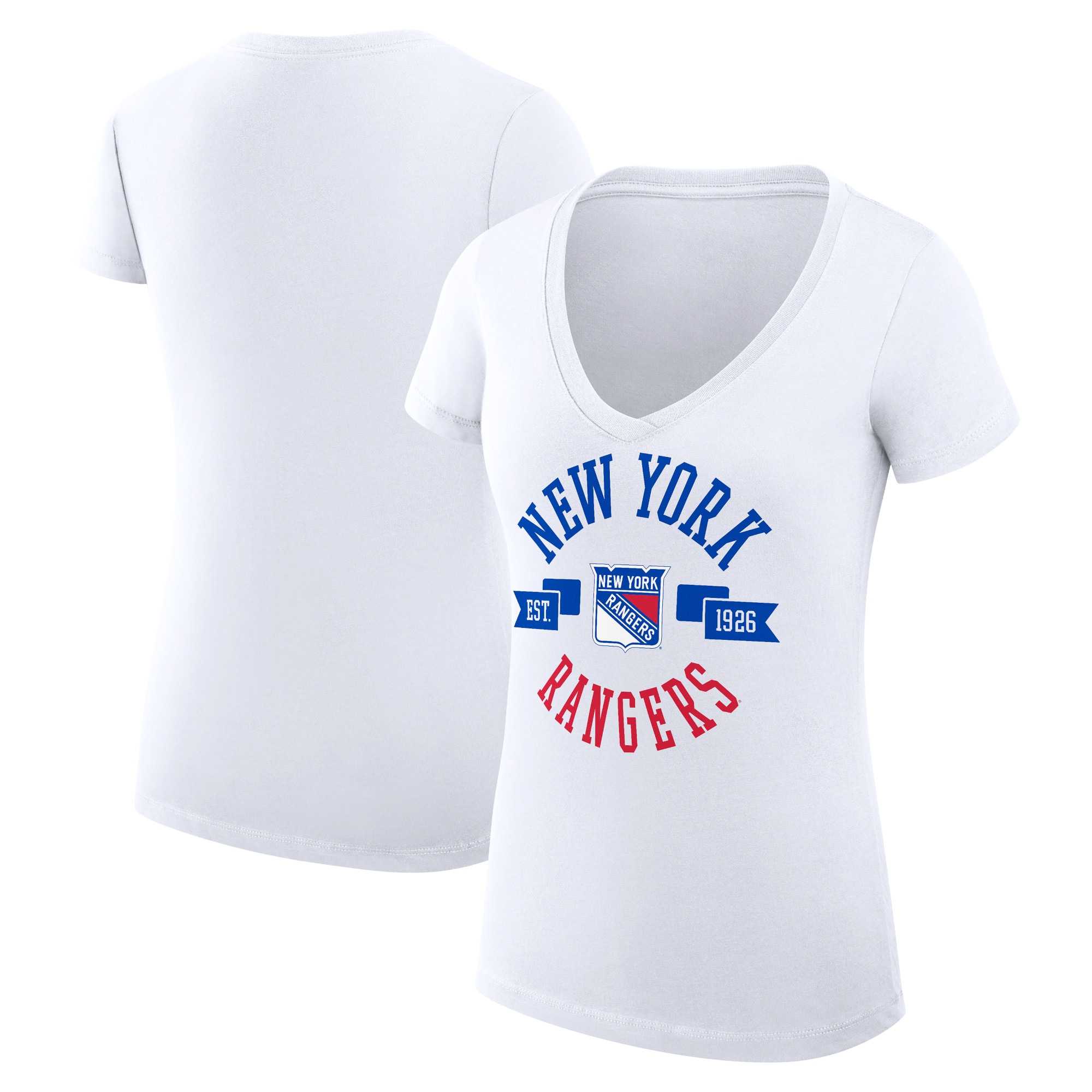 New York Rangers G-III 4Her by Carl Banks Women's City Graphic V-Neck Fitted T-Shirt - White