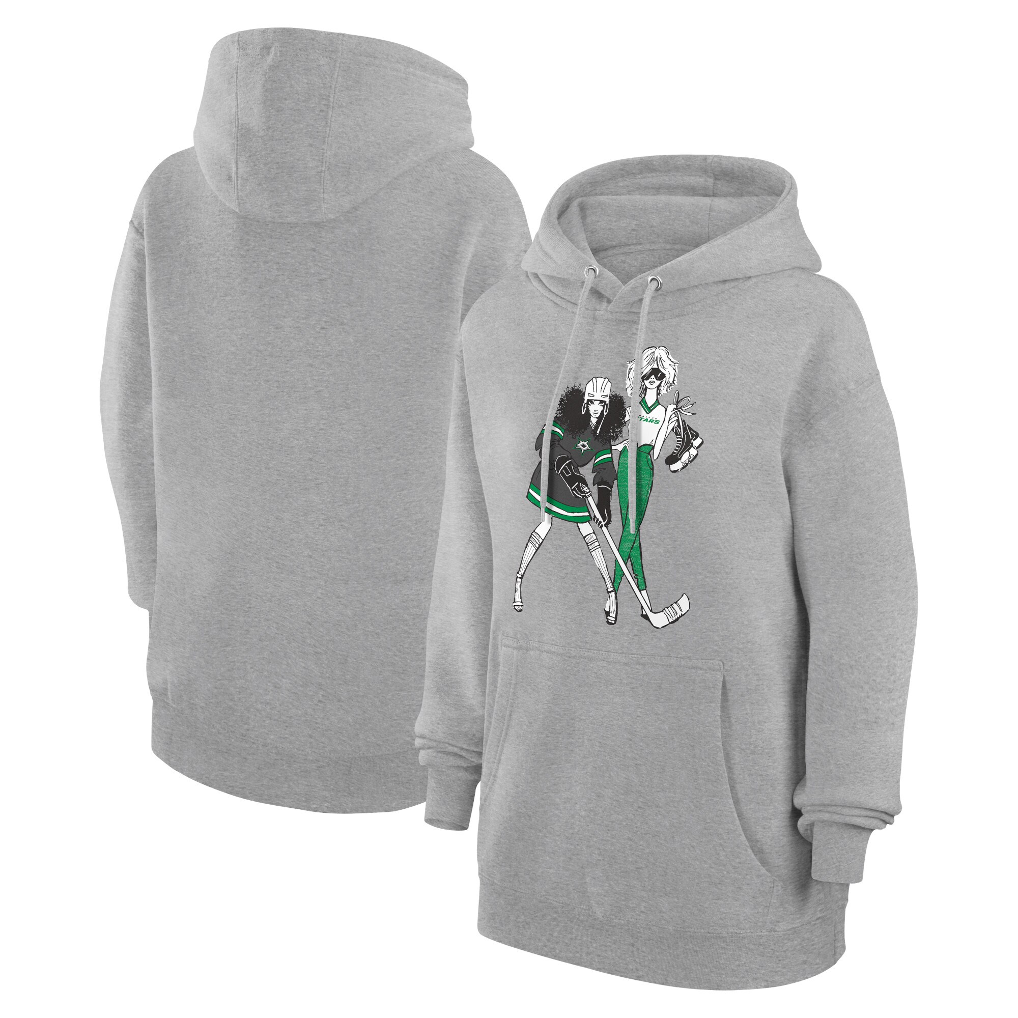 Dallas Stars G-III 4Her by Carl Banks Women's Hockey Girls Fleece Pullover Hoodie - Heather Gray