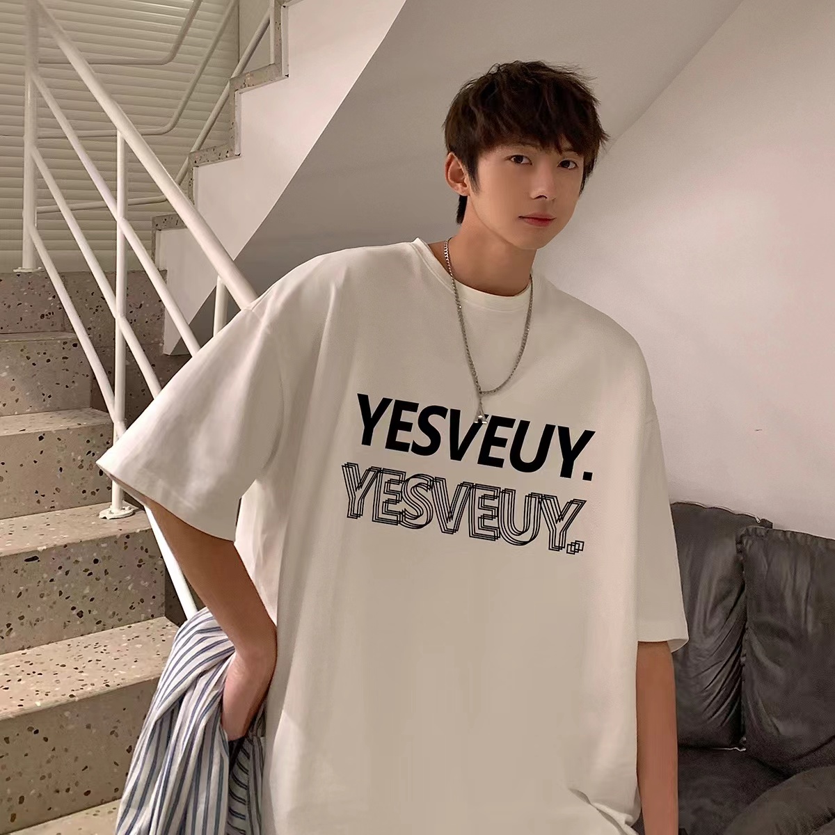 300 Heavy Dark Red T-shirt Men's Summer American Retro Small Neck Short Sleeve Trendy Fashion Brand Couple Outfit Half Sleeve