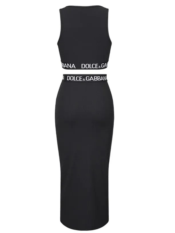 Women Summer Casual Letter Webbing Tank Top and Skirt Casual Two Piece Set