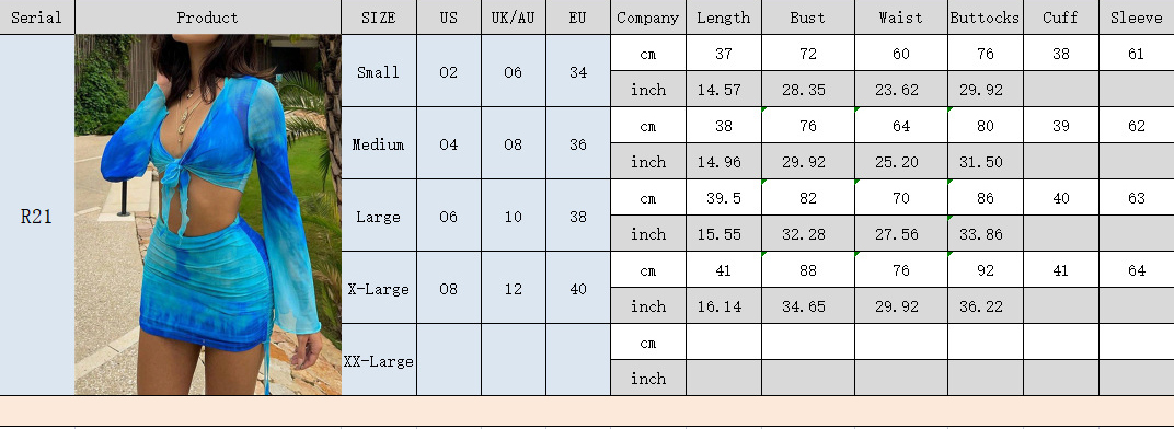 Summer Women sexy v-neck long-sleeved Top and Skirt two-piece suit