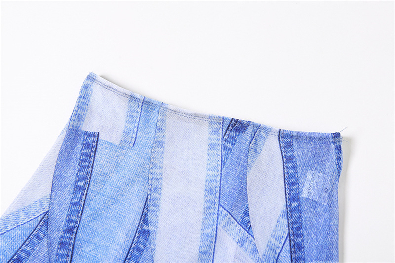 Summer Women Fashion Floral Slash Shoulder Style Tank Top Printed Fringe Ribbon Skirt Set