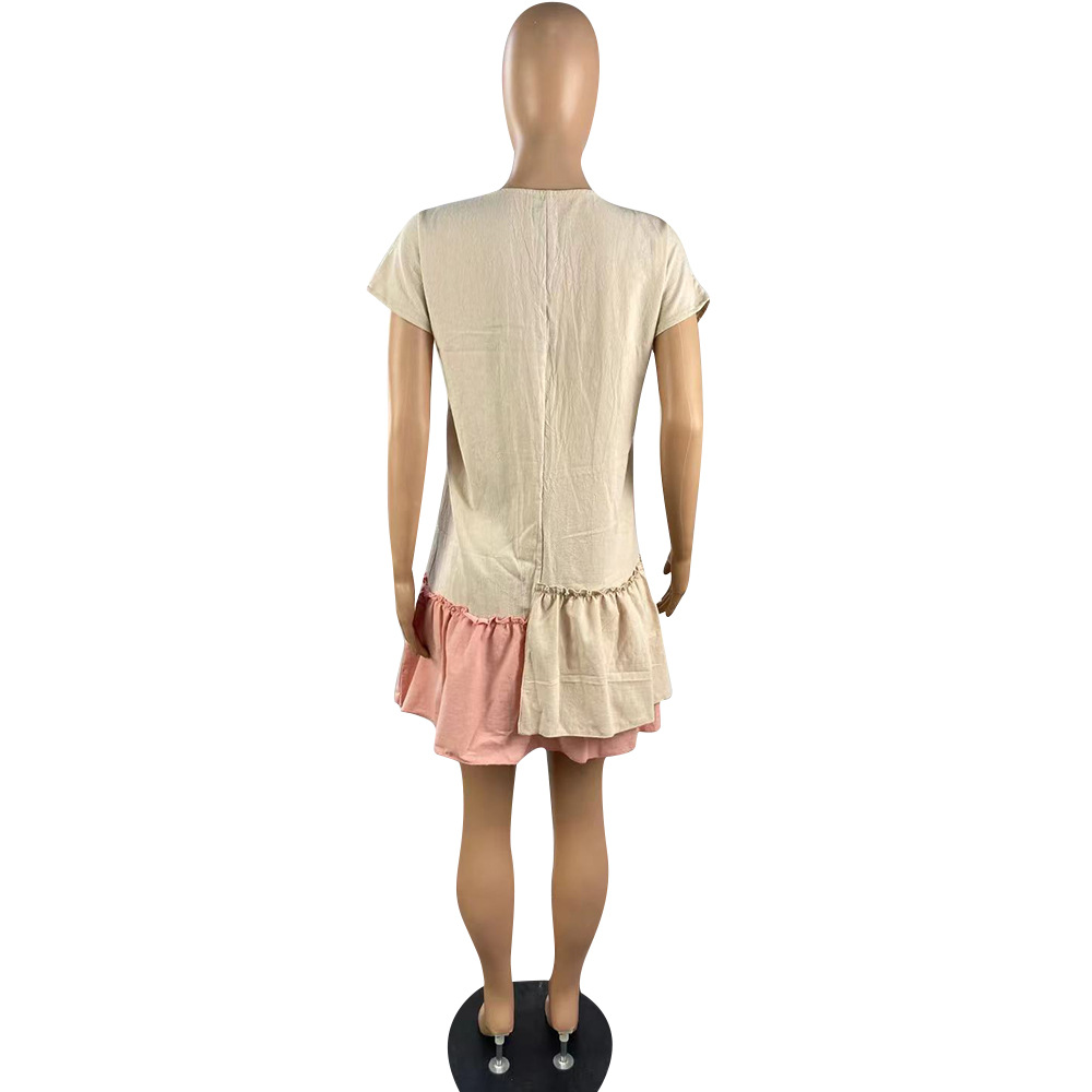 Women Summer Asymmetrical Ruffled Loose Dress with Ruffles