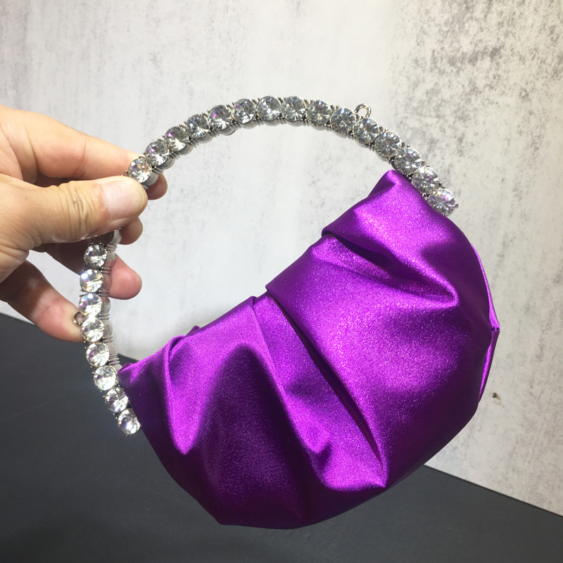 women's rhinestone clutch bag diamond pleated mini evening bag Messenger small bag