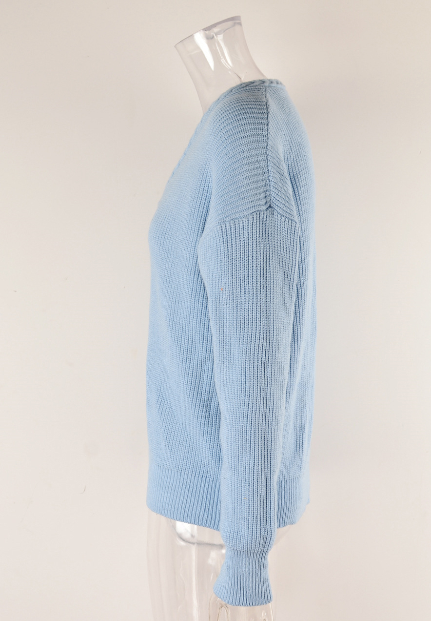 Women v-neck twist knittin sweater