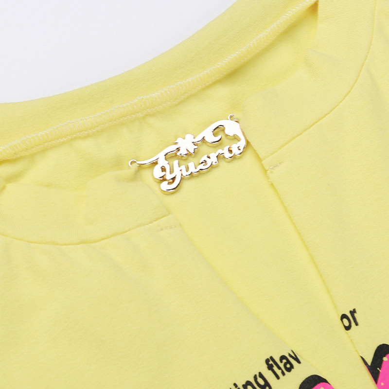 Basic Letter Print Hollow V-Neck Short-sleeved T-Shirt Women's Summer Sexy Fashion Casual Tops