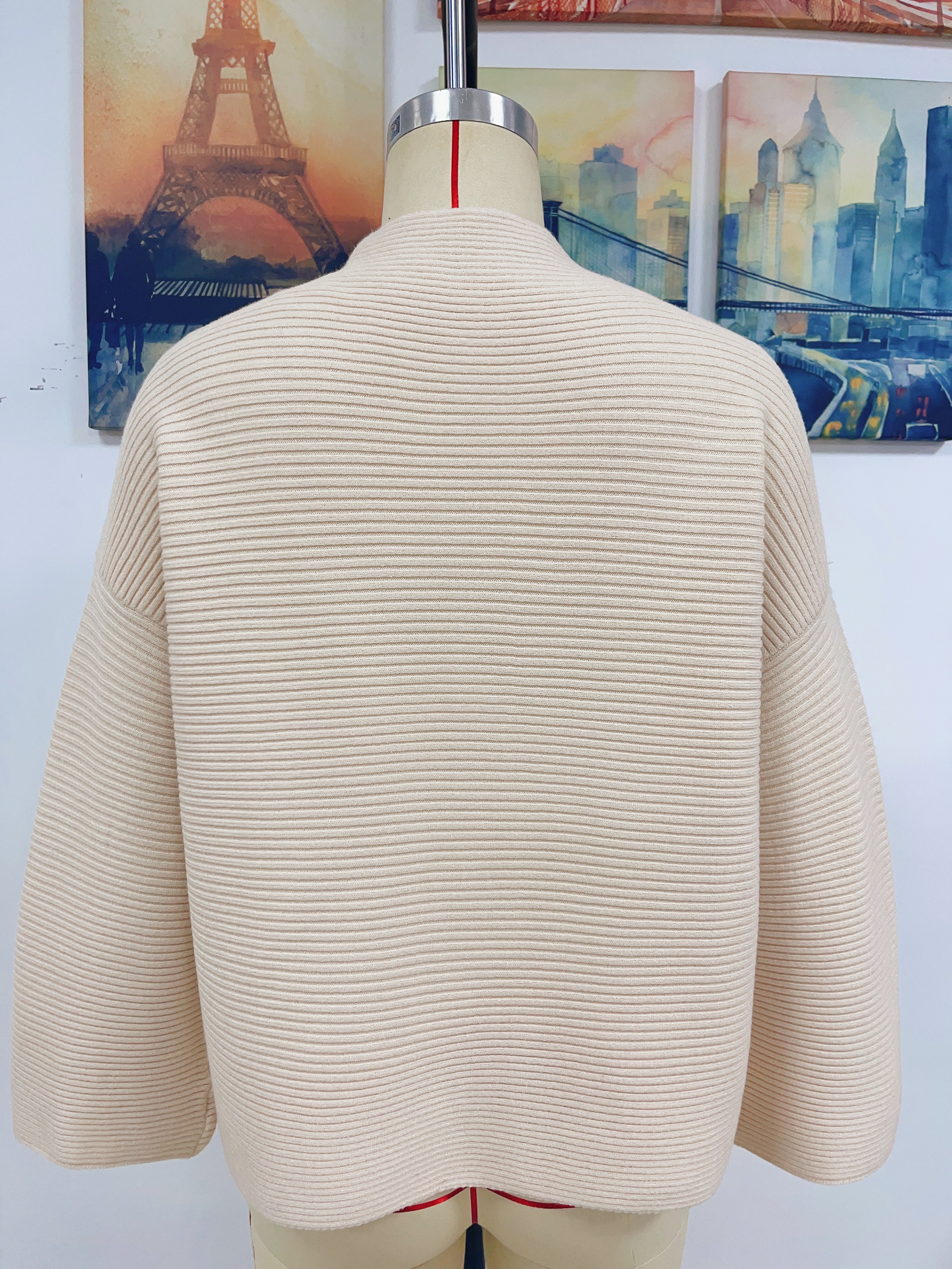 WomenLoose Knitting Cropped Sleeve Solid Sweater