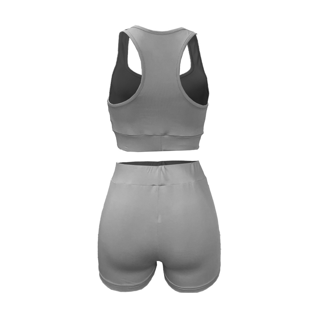 Women Solid Letter Print Top and Shorts Sport Two-Piece Set