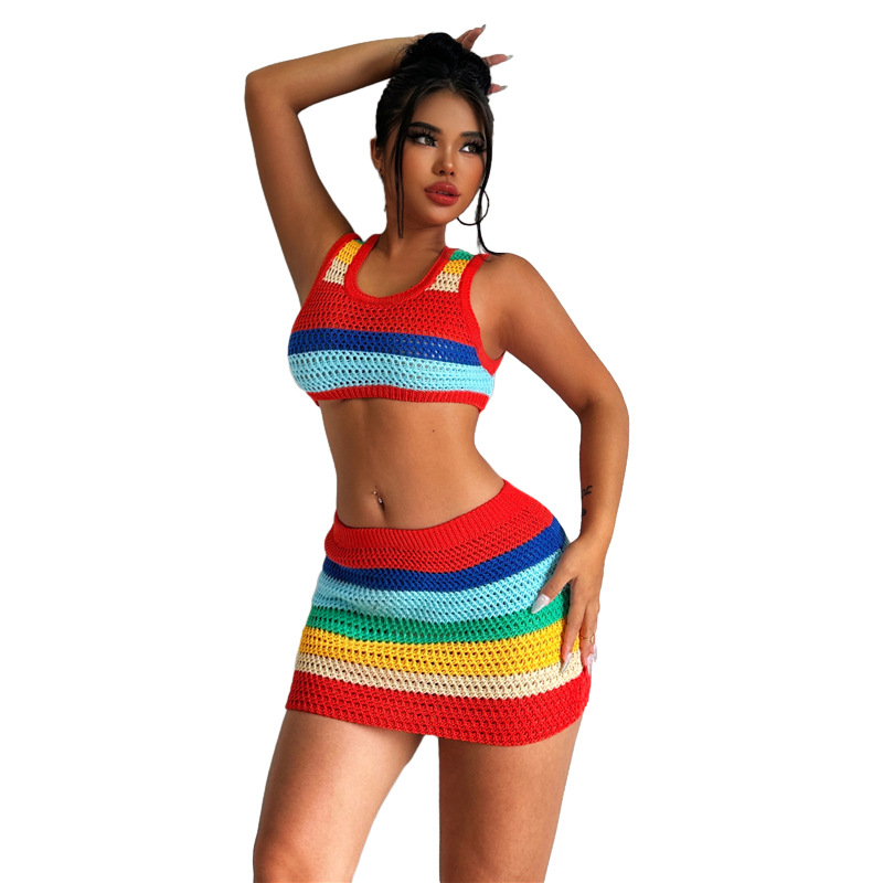 Summer Women Sexy Casual Crop Top and Skirt Two Piece Set