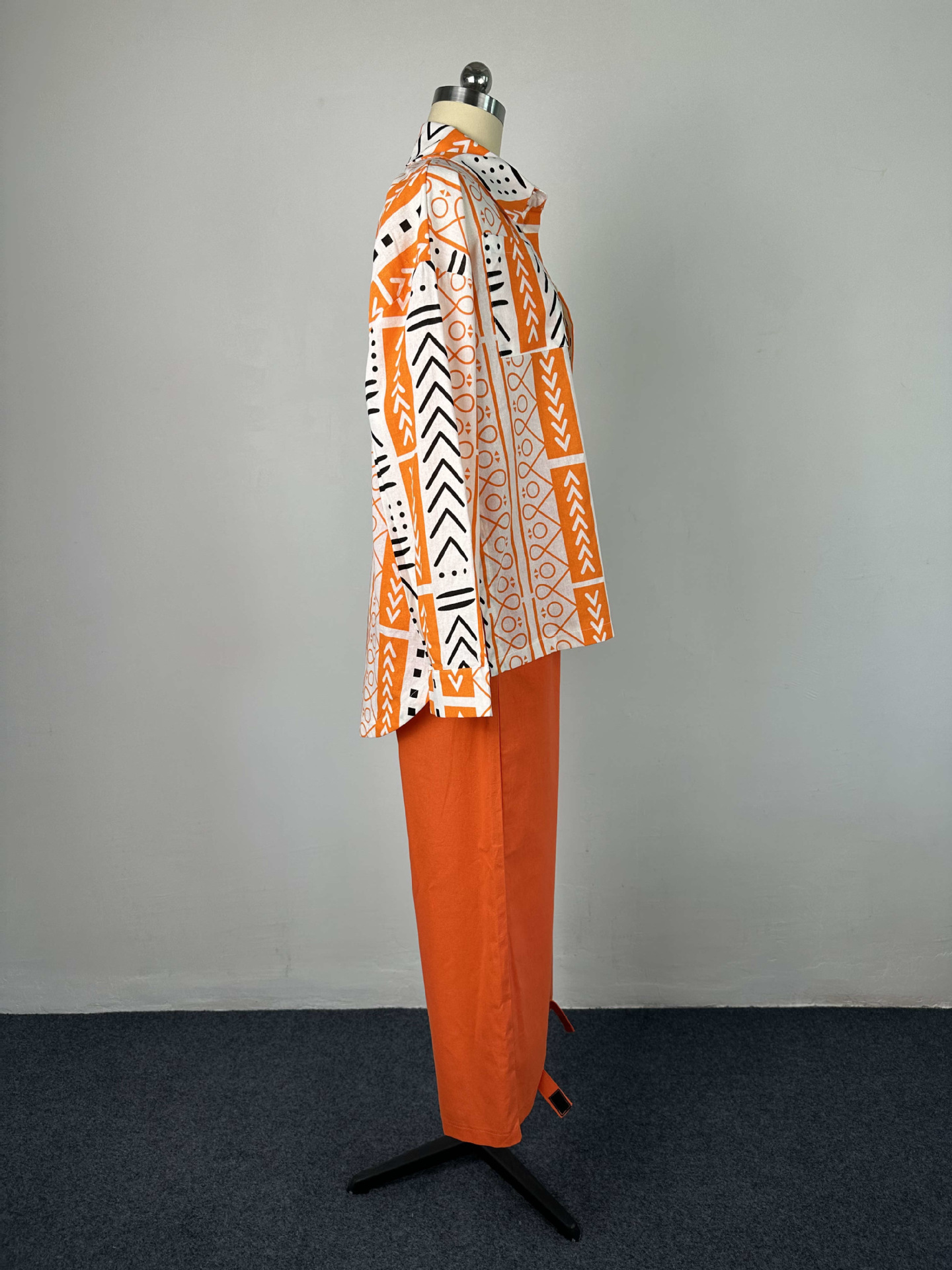 Casual suit Loose Plus Size fashion women's long-sleeved shirt pants linen two-piece suit