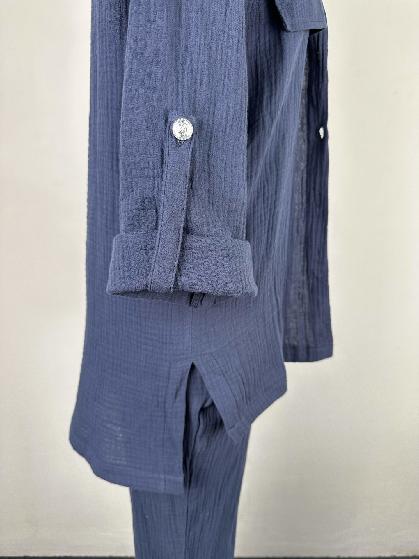 Plus Size Women's Double Crepe Oversized Turndown Collar Long Sleeve Set