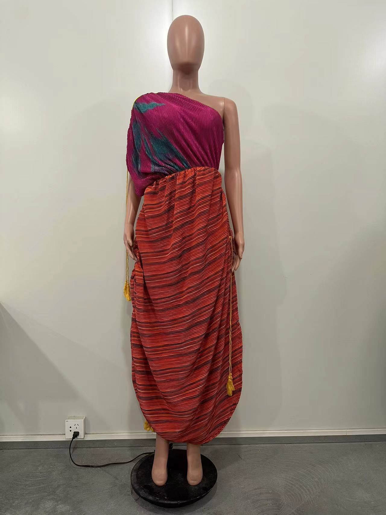 Women Print Pleated Irregular Dress