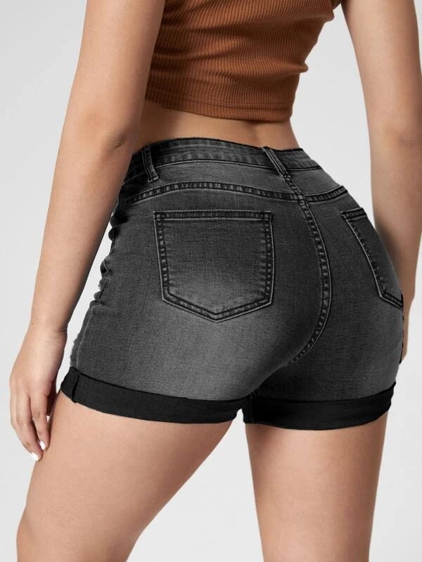 Women Stretch High Waist Ripped Denim Shorts