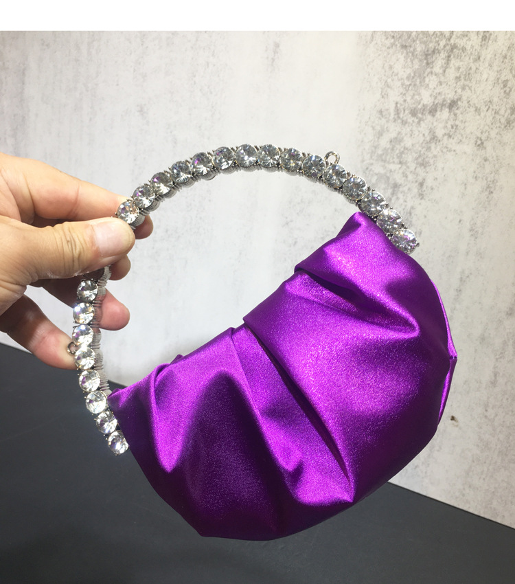 women's rhinestone clutch bag diamond pleated mini evening bag Messenger small bag