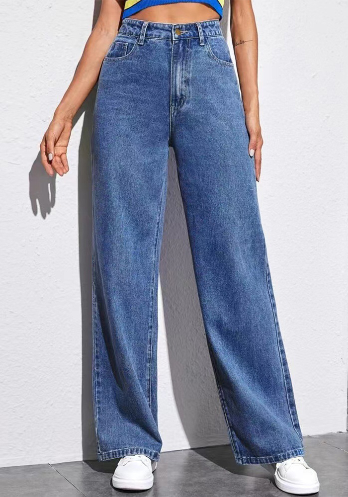 Spring Women's Denim Pants High Waist Loose Wide Leg Trousers Fashion Pants