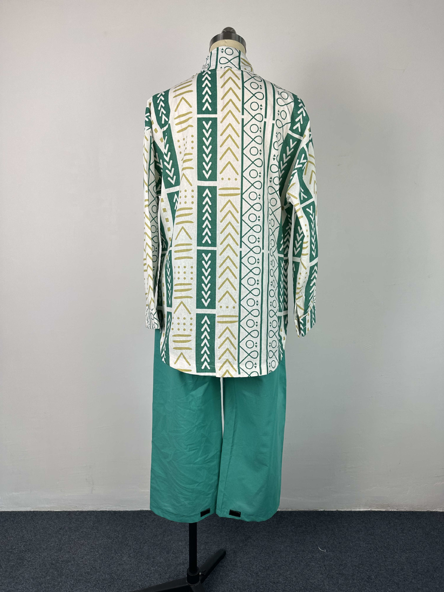 Casual suit Loose Plus Size fashion women's long-sleeved shirt pants linen two-piece suit