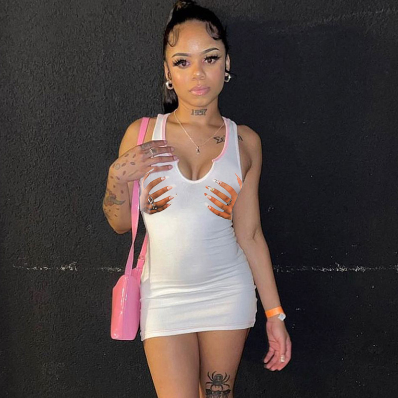 Women Summer Printed V-Neck Slim Sexy Mini Dress