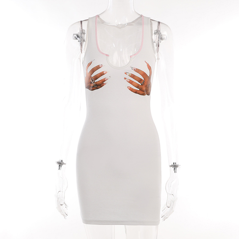 Women Summer Printed V-Neck Slim Sexy Mini Dress