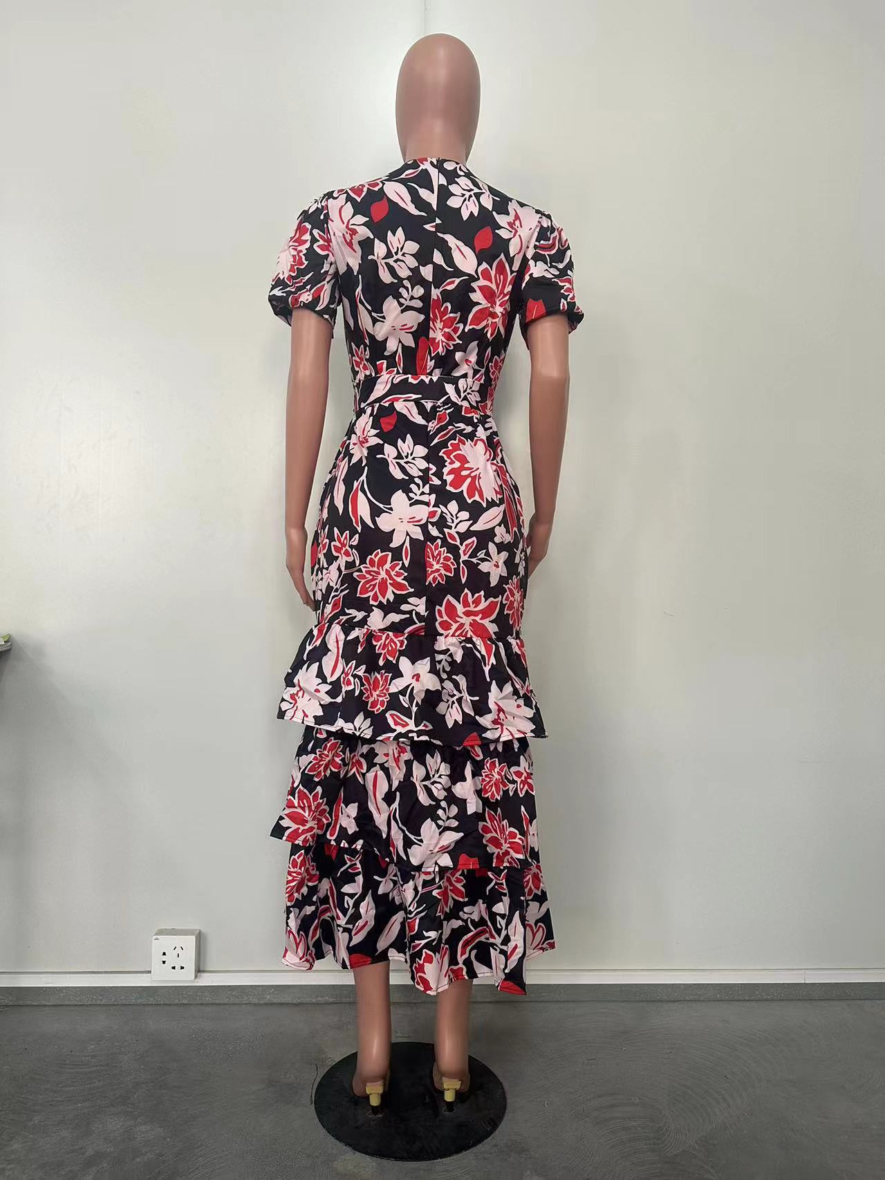 Summer Women printed multi-layer dress