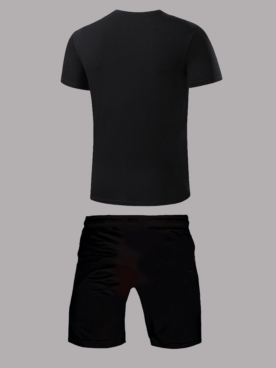 Plus Size Printed T-shirt Set Casual Sleeve Shorts Set