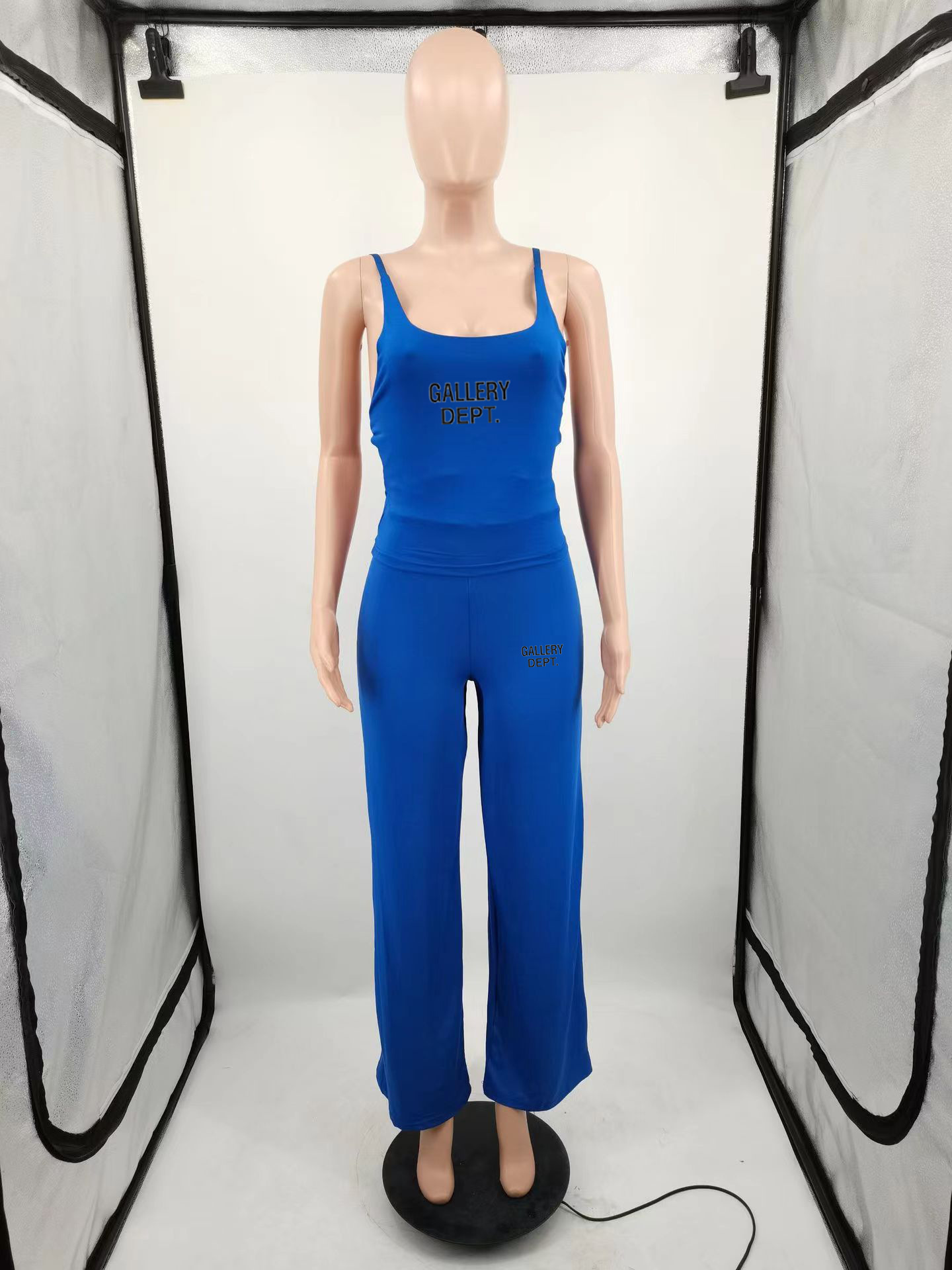 Women's Fashion Tank Top Open Back Casual Print Sports Bell Bottom Two-Piece Set