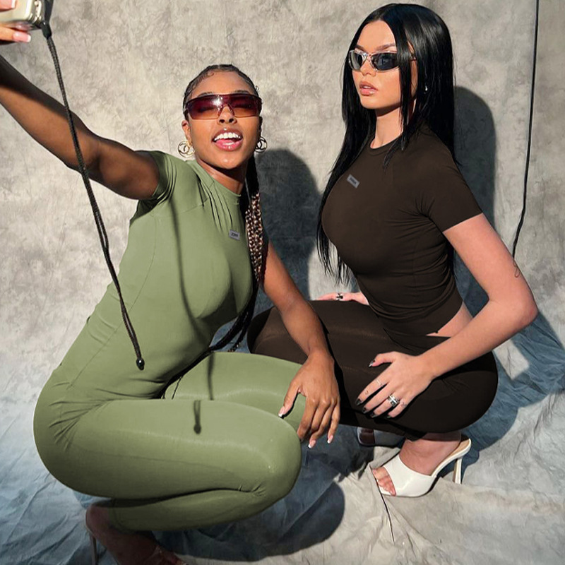 Women Summer Short Sleeve Top and Pant Yoga Two Piece Set